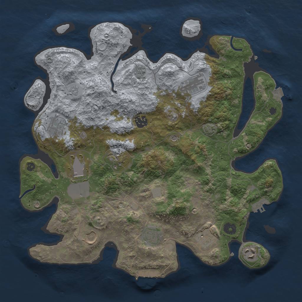 Rust Map: Procedural Map, Size: 3600, Seed: 96751565, 18 Monuments
