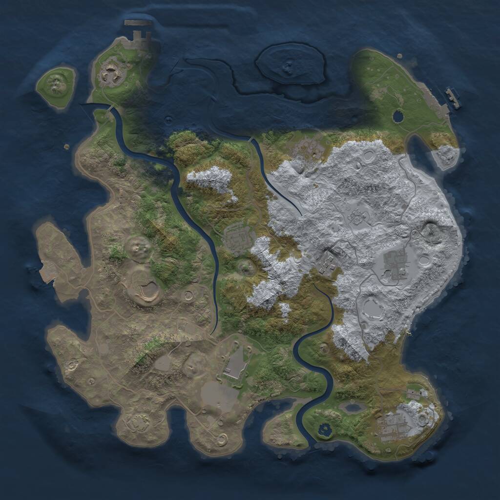Rust Map: Procedural Map, Size: 3700, Seed: 364802554, 14 Monuments