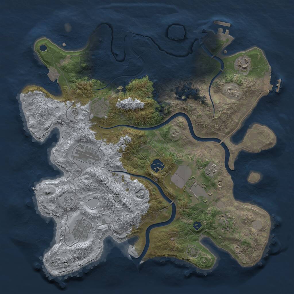 Rust Map: Procedural Map, Size: 3500, Seed: 1987160300, 14 Monuments