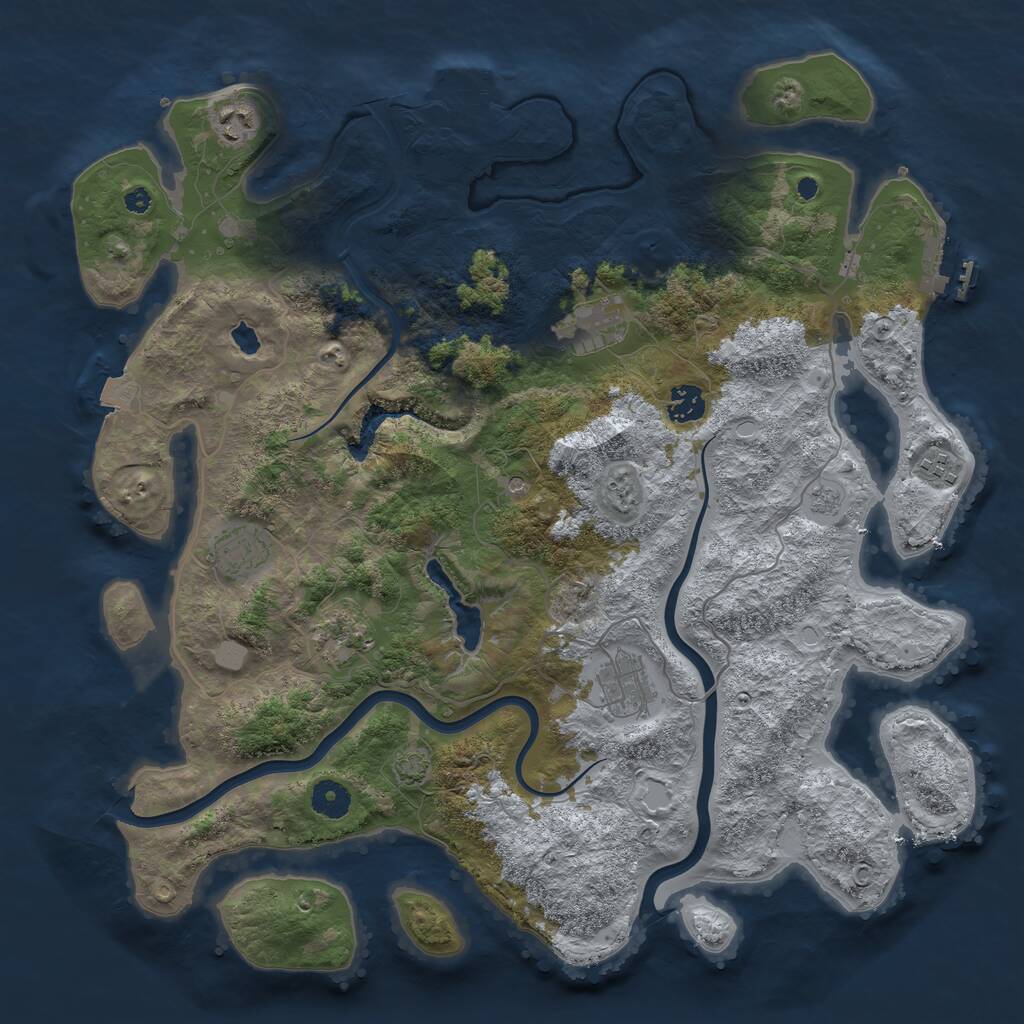 Rust Map: Procedural Map, Size: 4000, Seed: 1230, 13 Monuments