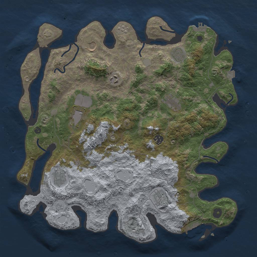 Rust Map: Procedural Map, Size: 4000, Seed: 595952, 17 Monuments