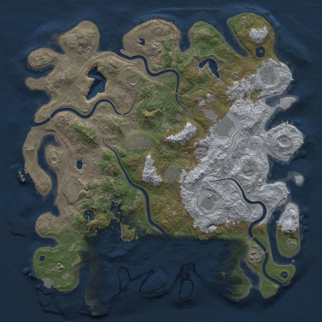Rust Map: Procedural Map, Size: 4500, Seed: 1997361960, 16 Monuments