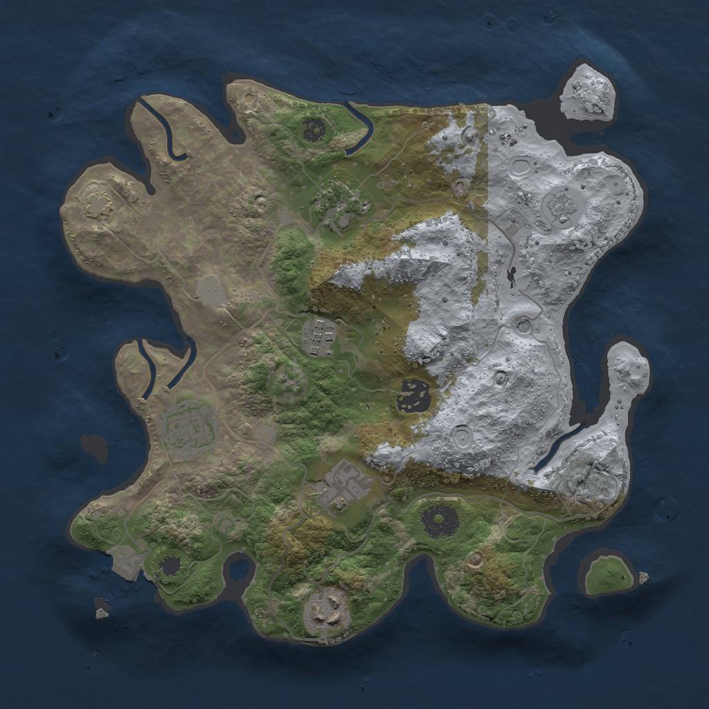Rust Map: Procedural Map, Size: 3000, Seed: 12228, 12 Monuments