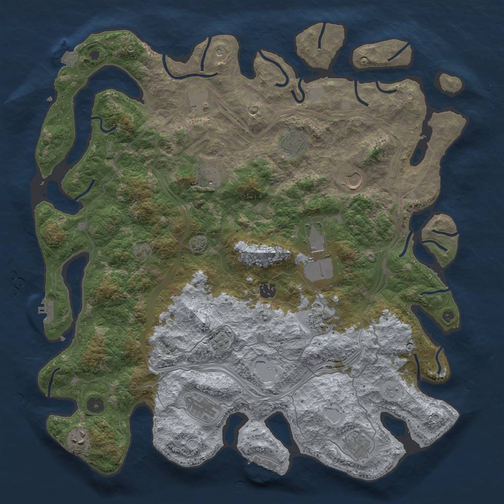 Rust Map: Procedural Map, Size: 4500, Seed: 360285106, 19 Monuments