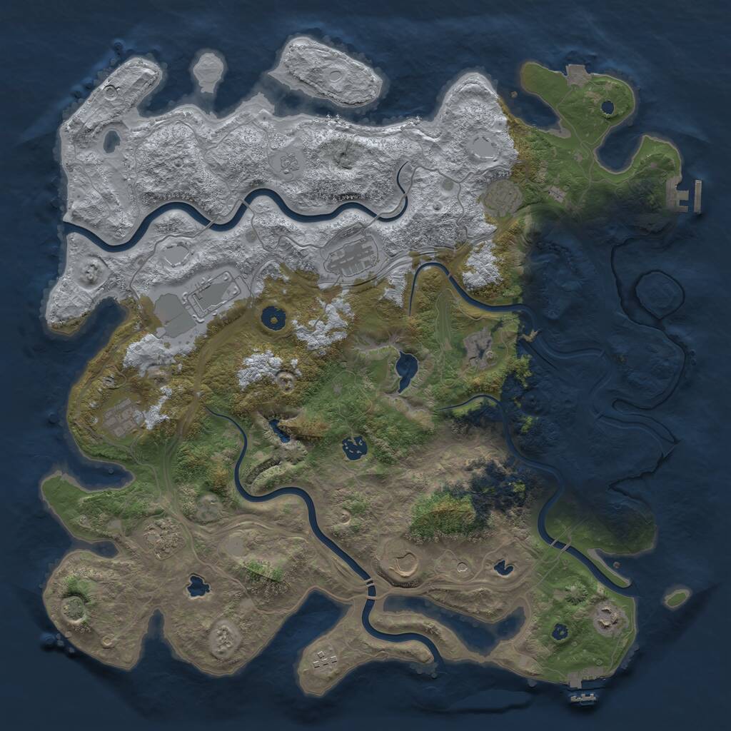 Rust Map: Procedural Map, Size: 4500, Seed: 1488281673, 16 Monuments