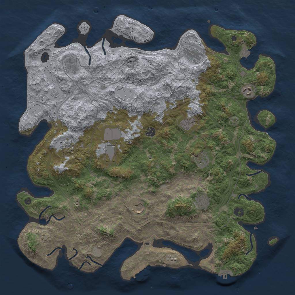 Rust Map: Procedural Map, Size: 4500, Seed: 1488281673, 19 Monuments