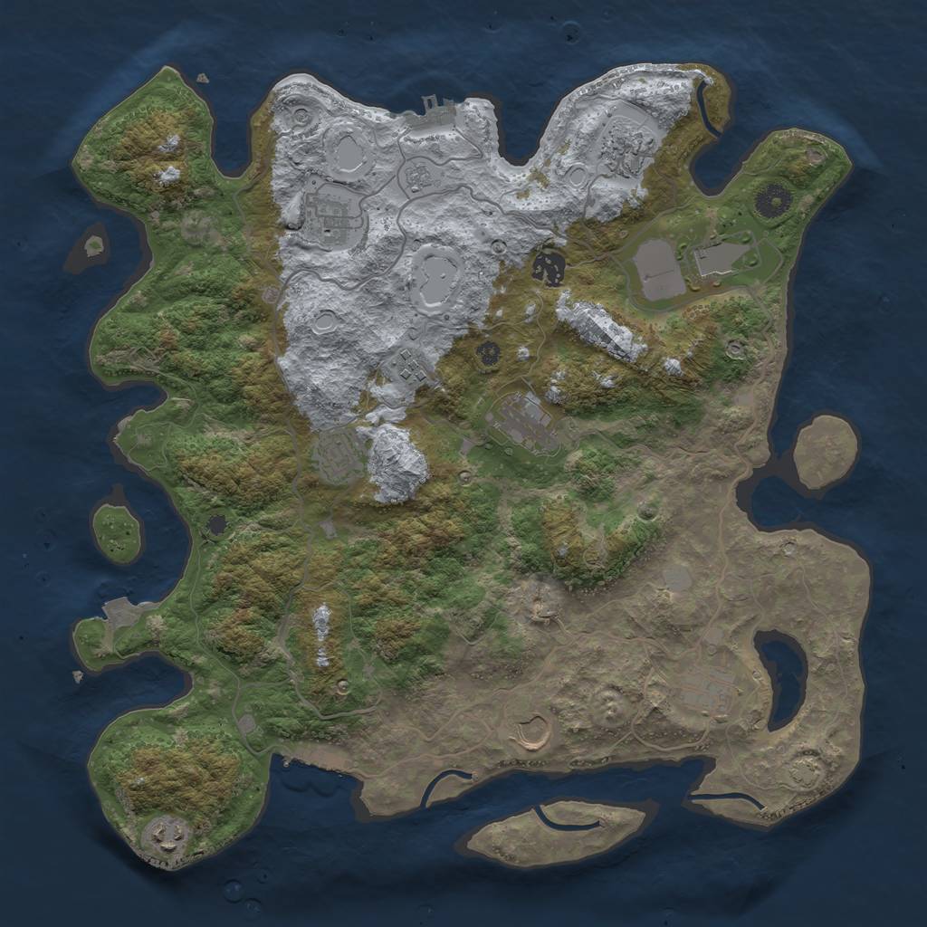 Rust Map: Procedural Map, Size: 4000, Seed: 1421, 18 Monuments
