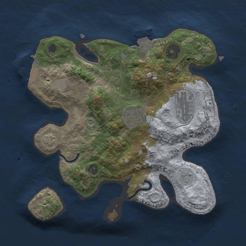 Rust Map: Procedural Map, Size: 2500, Seed: 977018948, 9 Monuments