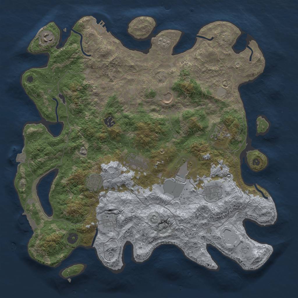 Rust Map: Procedural Map, Size: 4050, Seed: 1653141991, 18 Monuments