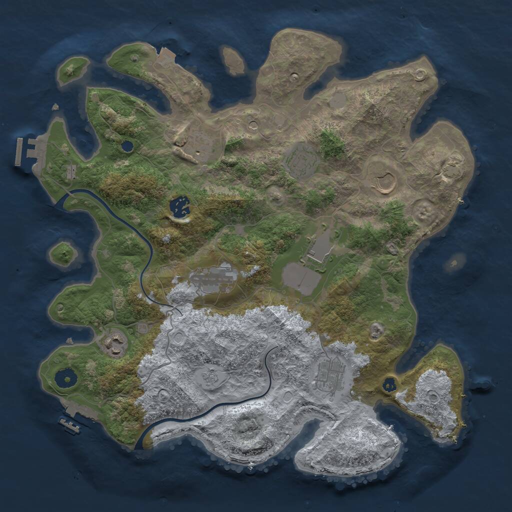 Rust Map: Procedural Map, Size: 3650, Seed: 97625345, 14 Monuments