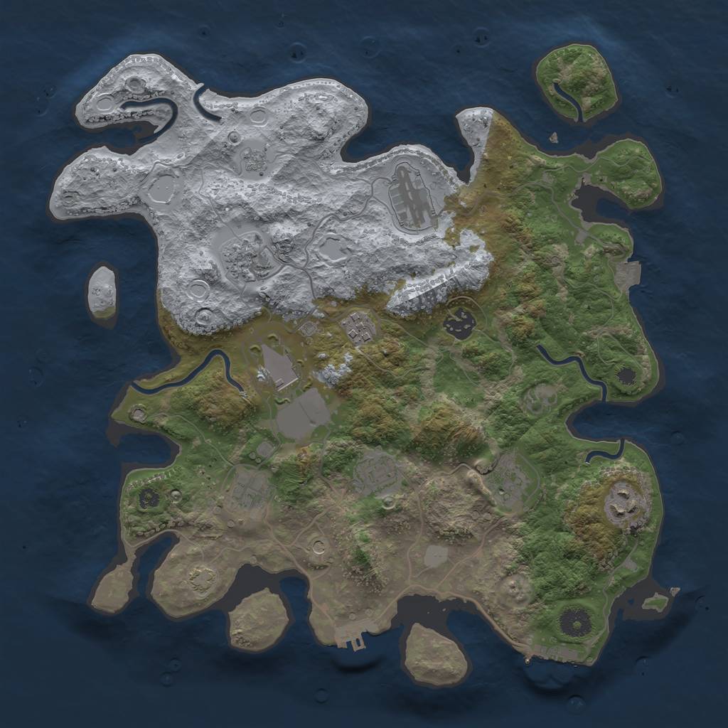 Rust Map: Procedural Map, Size: 3600, Seed: 97382951, 17 Monuments