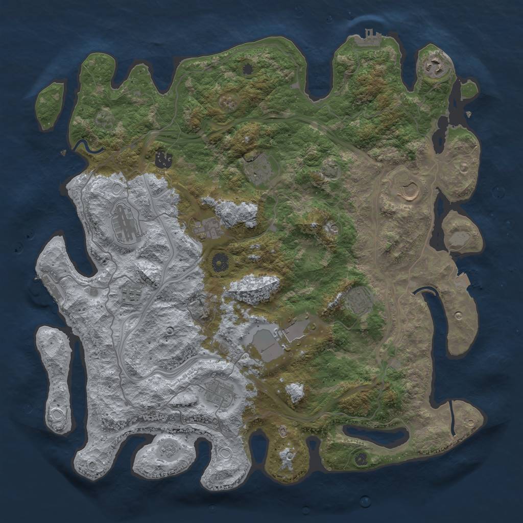 Rust Map: Procedural Map, Size: 4250, Seed: 3658, 18 Monuments