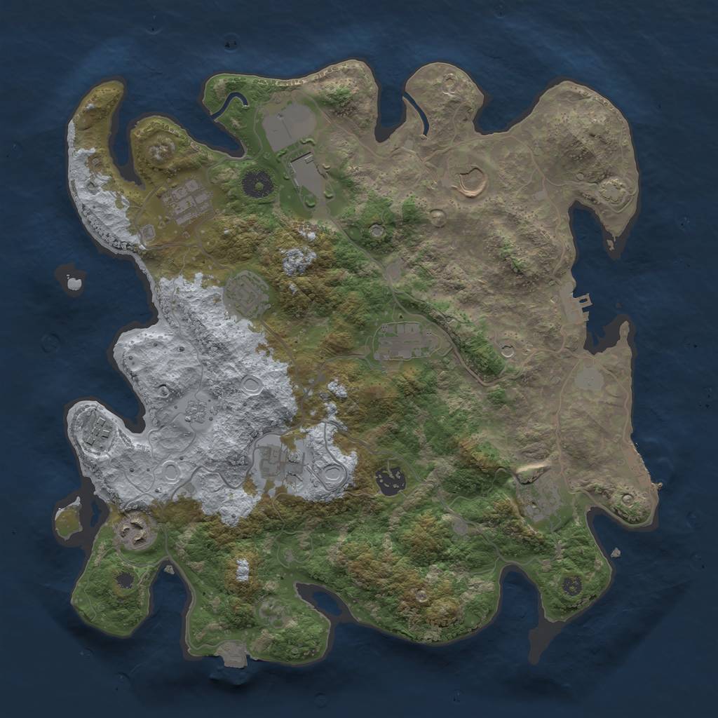 Rust Map: Procedural Map, Size: 3650, Seed: 22200178, 18 Monuments