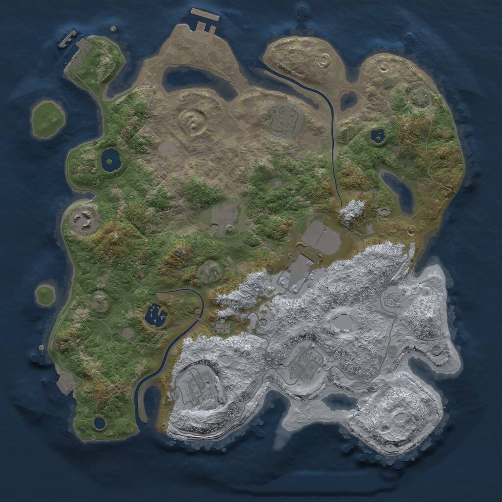 Rust Map: Procedural Map, Size: 3500, Seed: 599558832, 13 Monuments