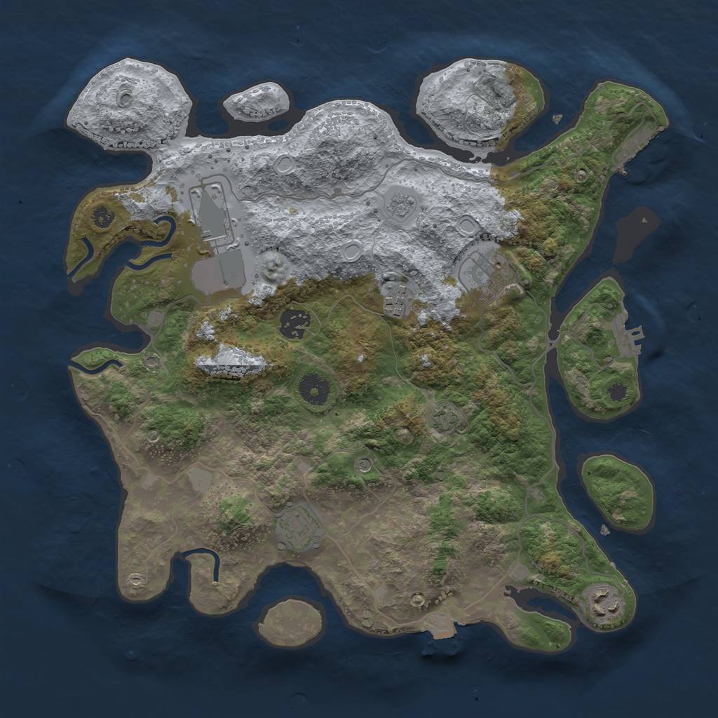 Rust Map: Procedural Map, Size: 3500, Seed: 587193591, 14 Monuments