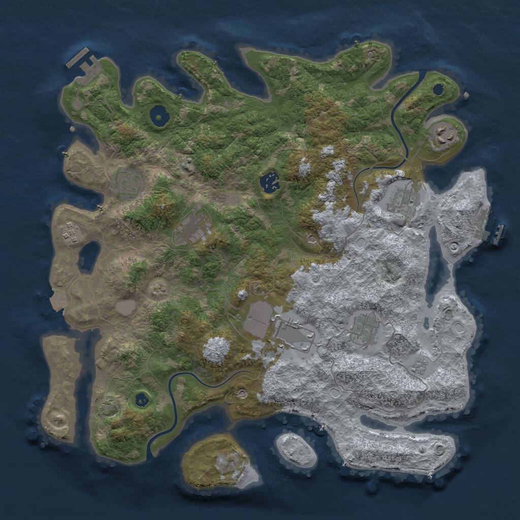 Rust Map: Procedural Map, Size: 3850, Seed: 54407888, 14 Monuments
