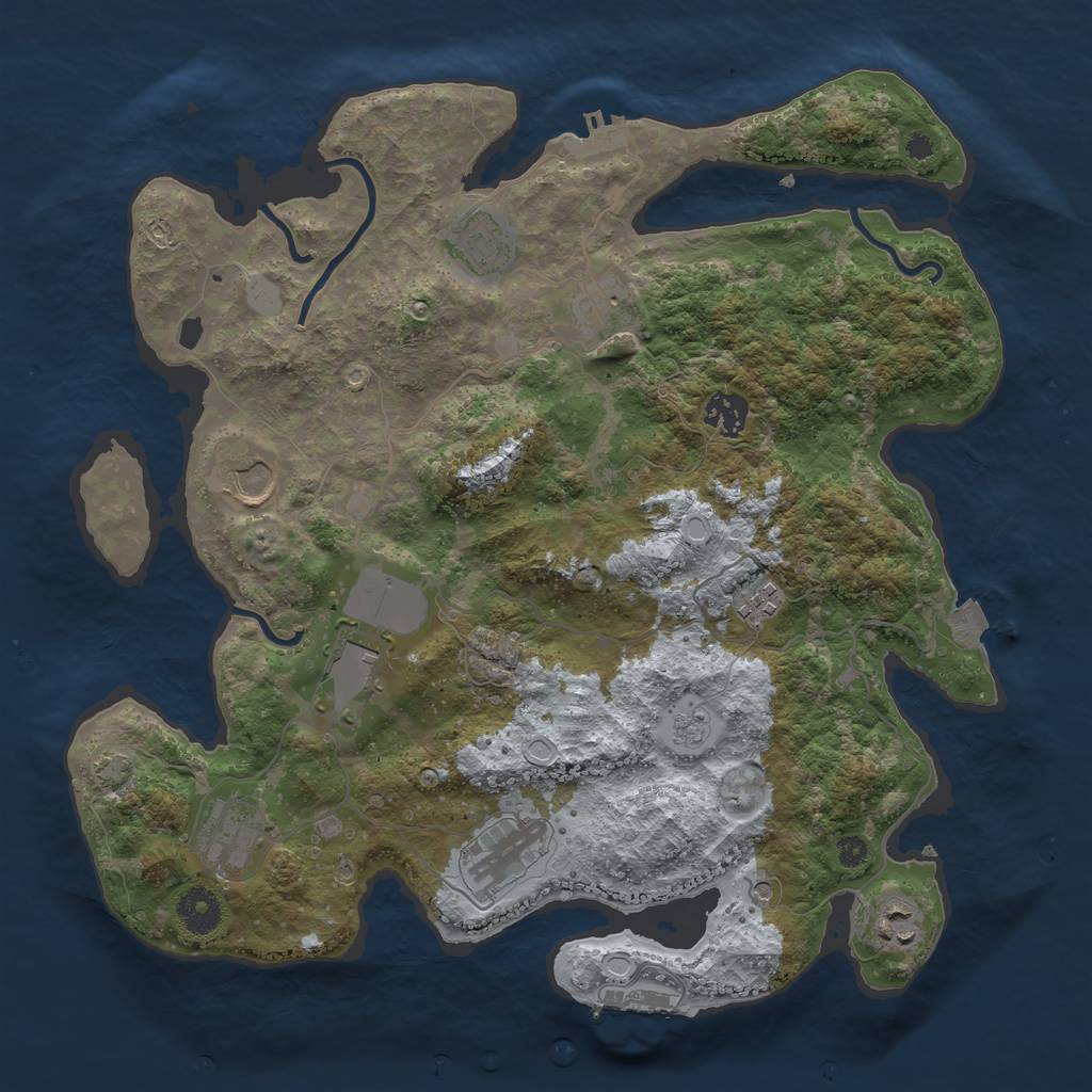 Rust Map: Procedural Map, Size: 3650, Seed: 25165388, 17 Monuments