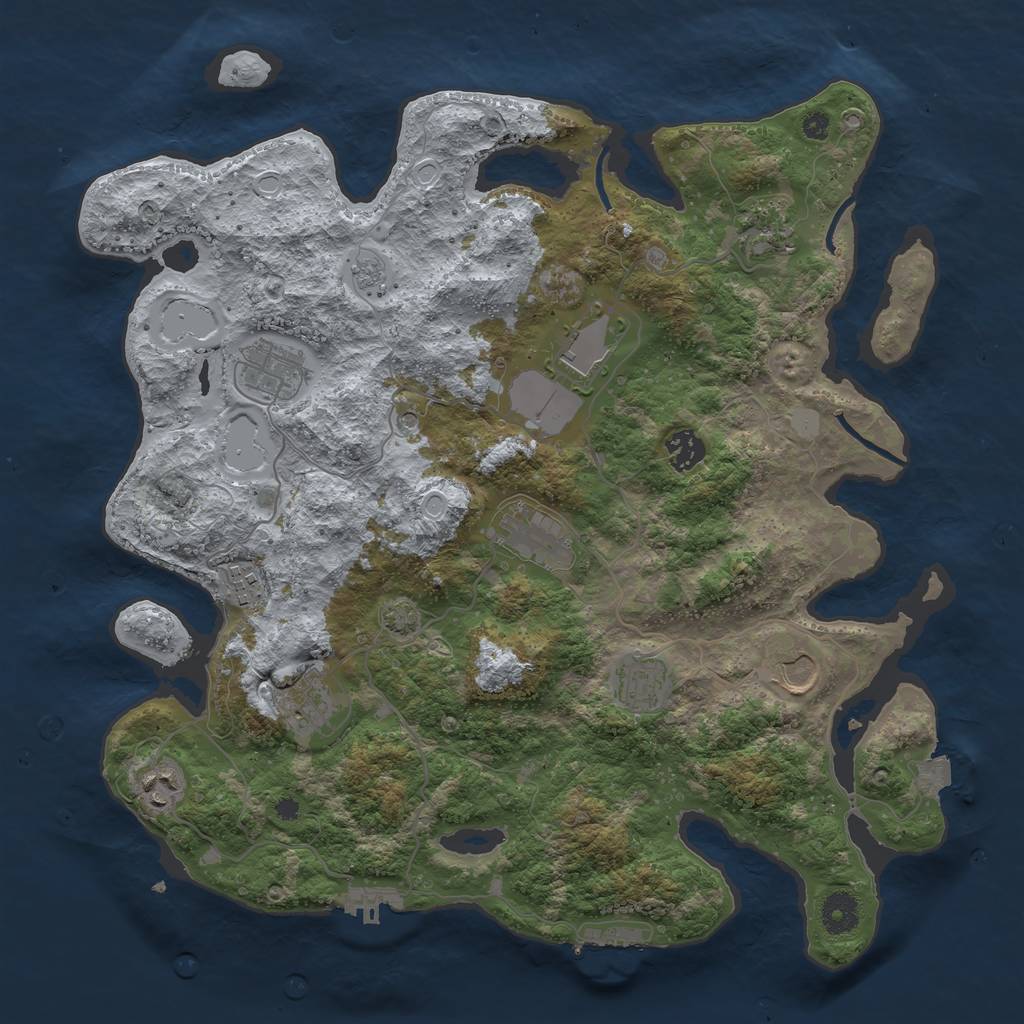 Rust Map: Procedural Map, Size: 3850, Seed: 73362966, 18 Monuments