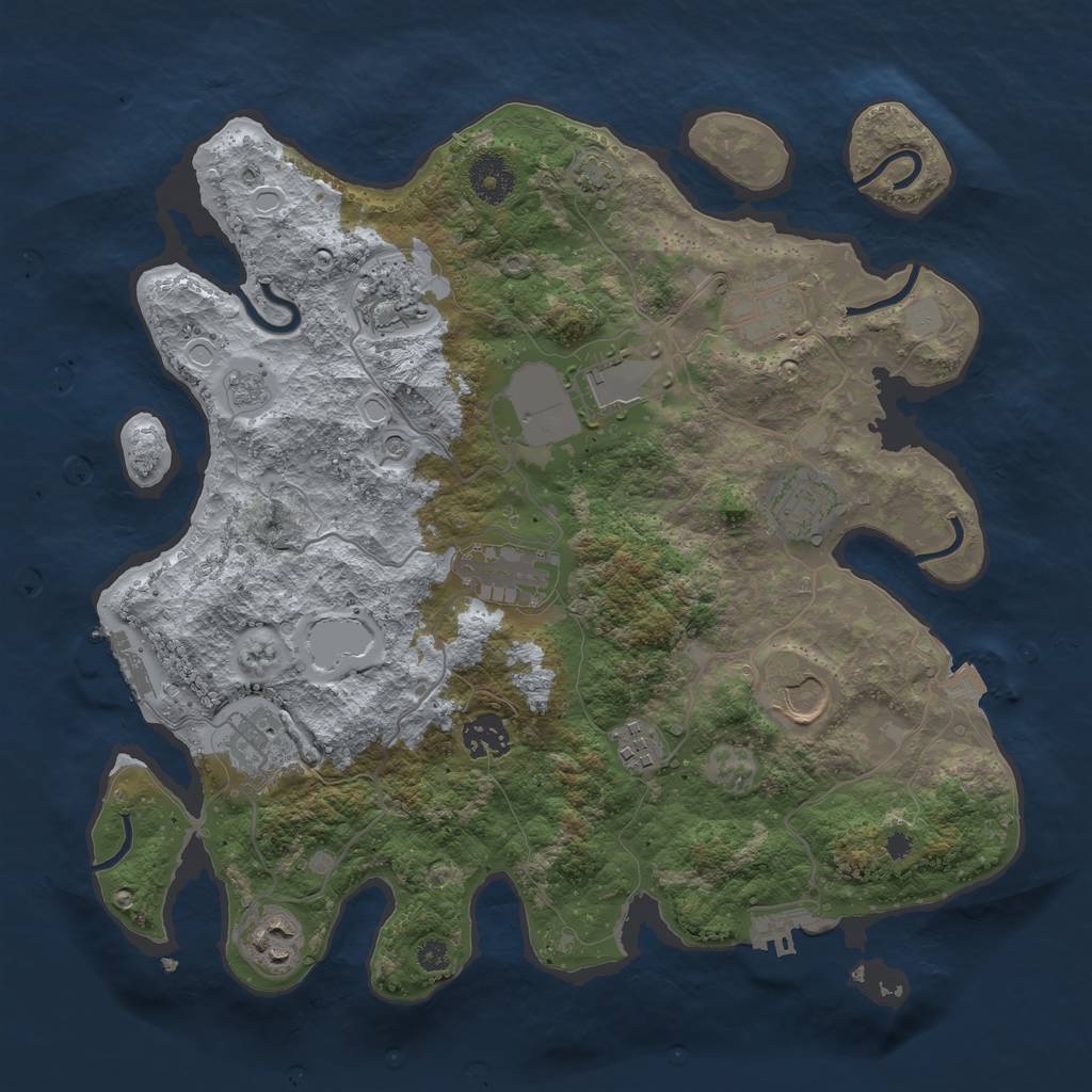 Rust Map: Procedural Map, Size: 3500, Seed: 90221260, 18 Monuments