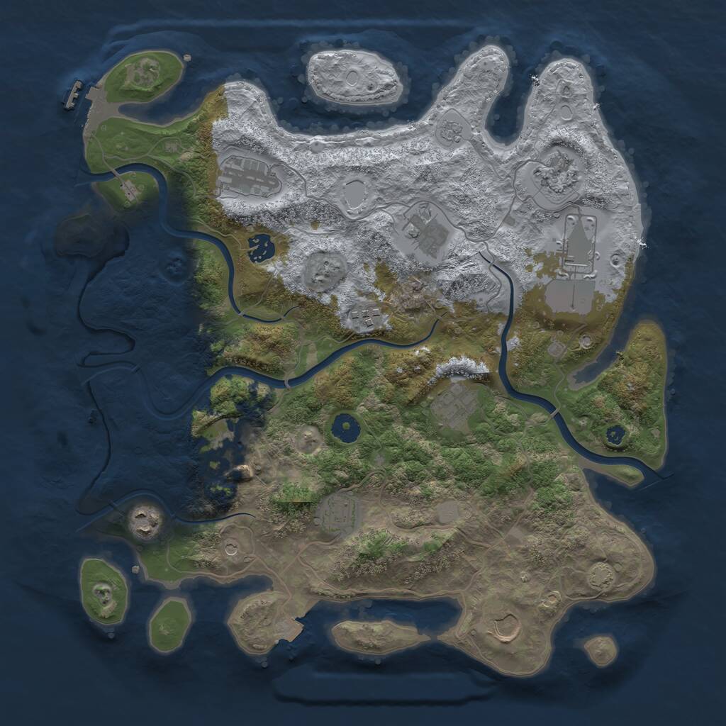 Rust Map: Procedural Map, Size: 3850, Seed: 42110540, 16 Monuments