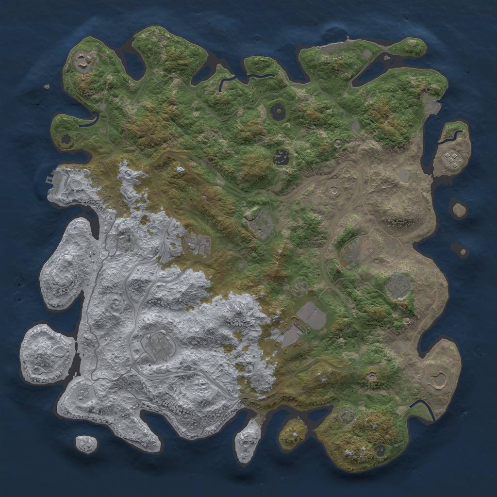 Rust Map: Procedural Map, Size: 4500, Seed: 1988474, 18 Monuments