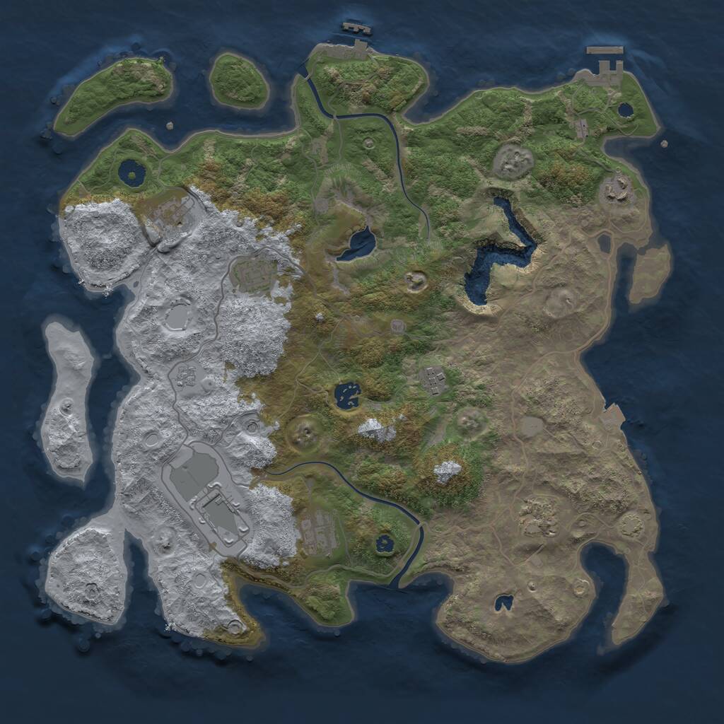Rust Map: Procedural Map, Size: 4000, Seed: 879487, 14 Monuments