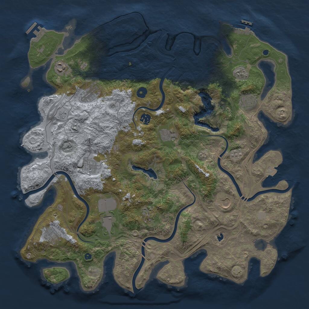 Rust Map: Procedural Map, Size: 4400, Seed: 33999335, 17 Monuments