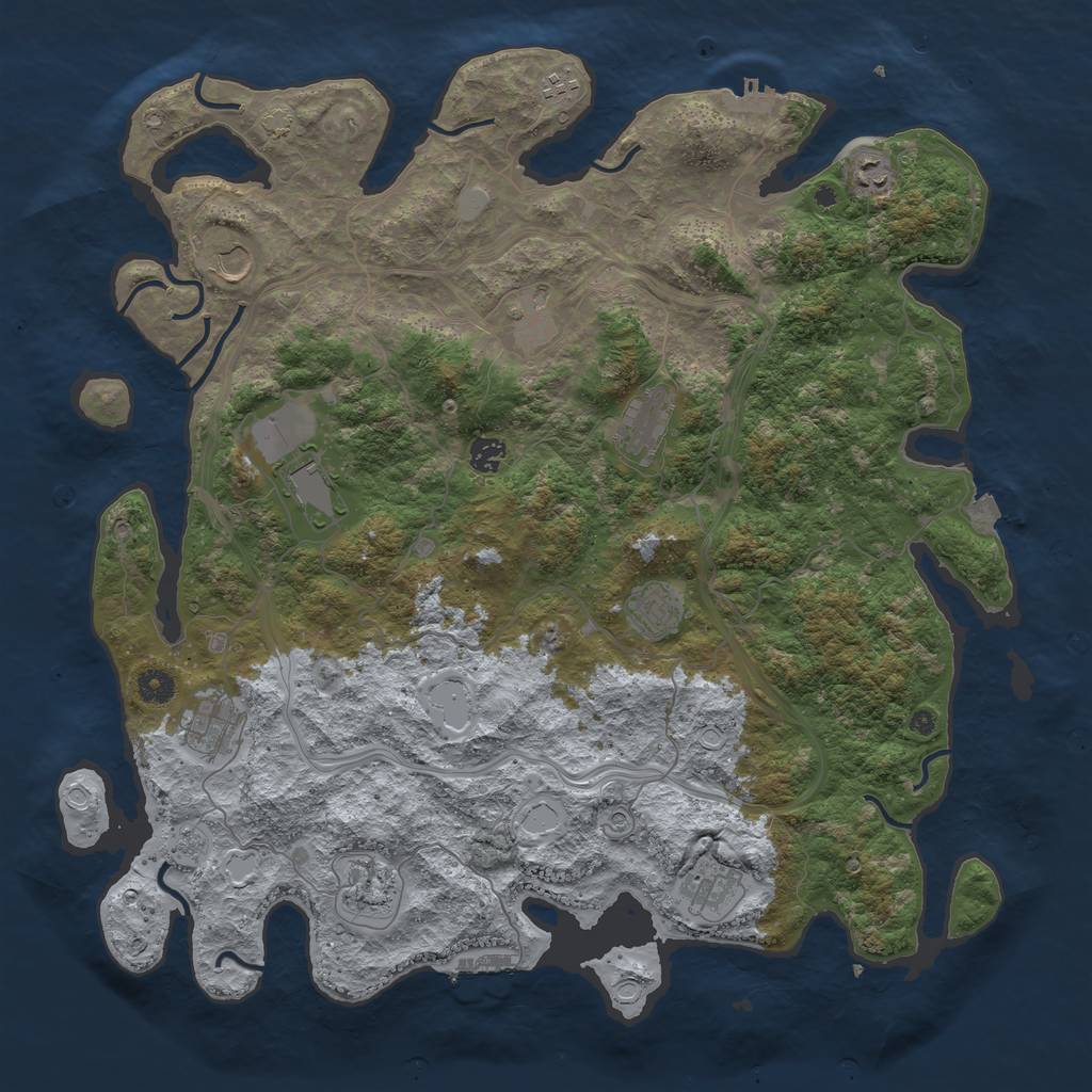 Rust Map: Procedural Map, Size: 4500, Seed: 984336117, 19 Monuments