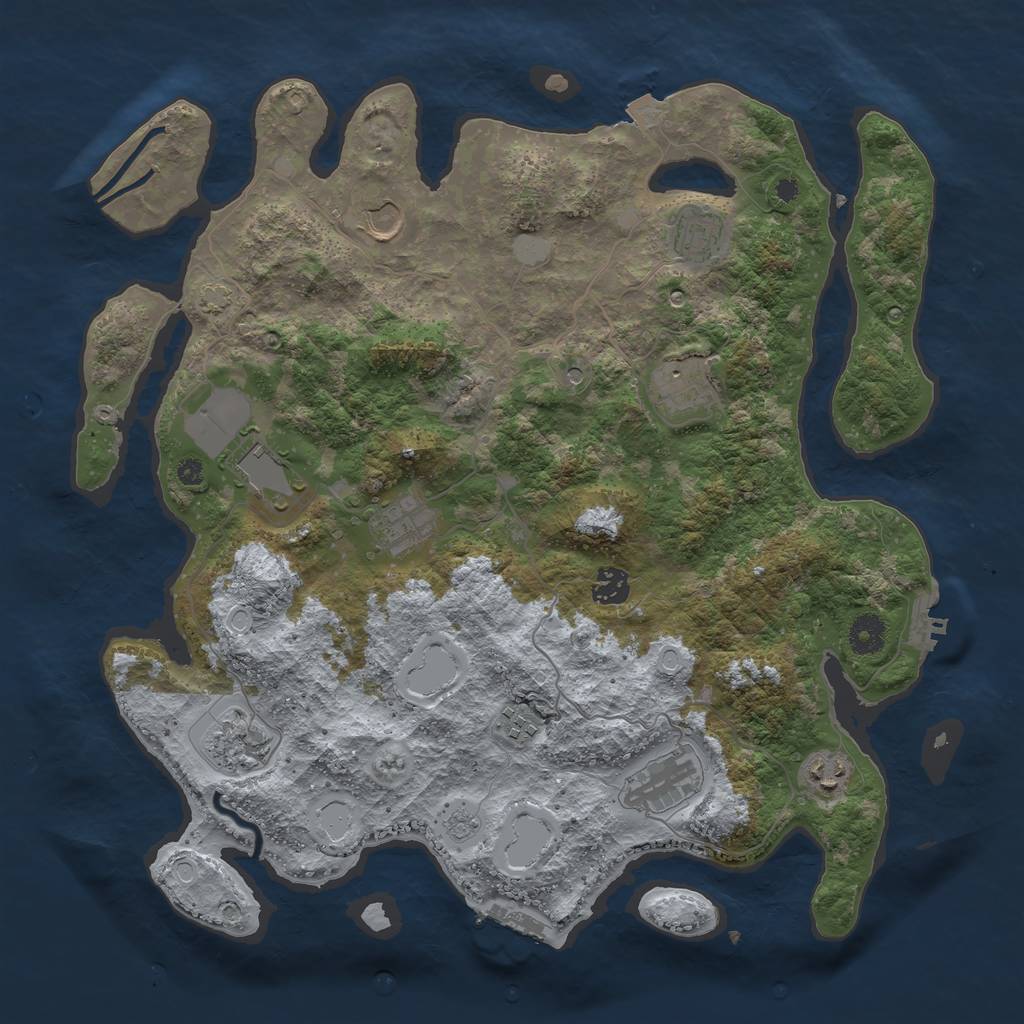 Rust Map: Procedural Map, Size: 3950, Seed: 96468654, 18 Monuments