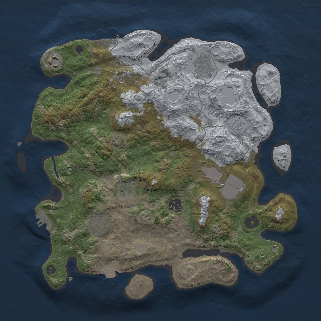 Rust Map: Procedural Map, Size: 3500, Seed: 2031300881, 14 Monuments