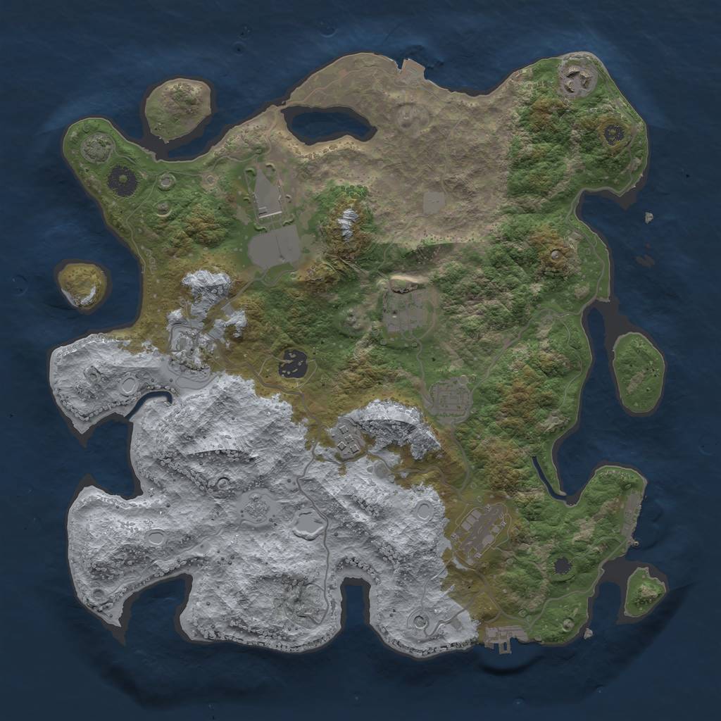 Rust Map: Procedural Map, Size: 3650, Seed: 55986833, 16 Monuments