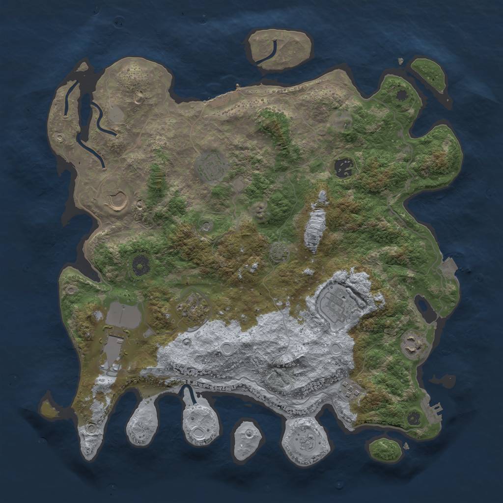 Rust Map: Procedural Map, Size: 3850, Seed: 63089333, 16 Monuments