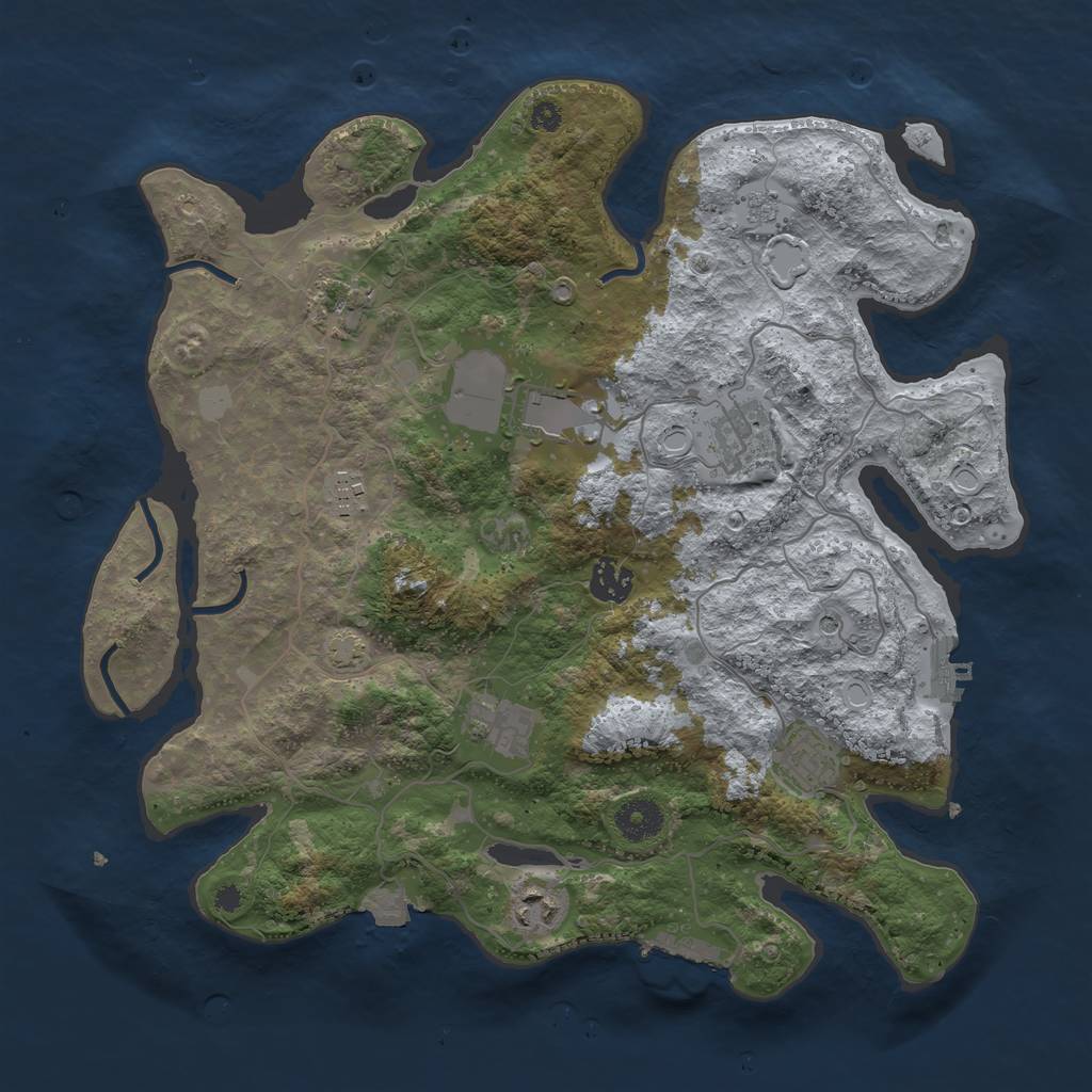 Rust Map: Procedural Map, Size: 3650, Seed: 75260499, 16 Monuments