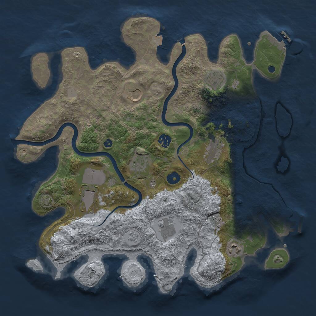 Rust Map: Procedural Map, Size: 3700, Seed: 1005979959, 15 Monuments