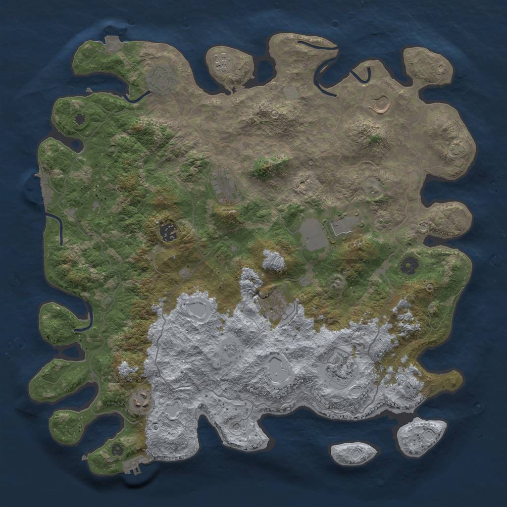 Rust Map: Procedural Map, Size: 4200, Seed: 202300490, 17 Monuments