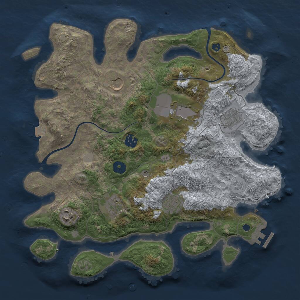 Rust Map: Procedural Map, Size: 3500, Seed: 1520349432, 12 Monuments
