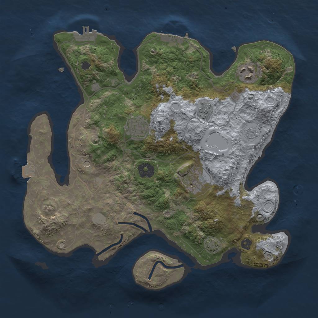 Rust Map: Procedural Map, Size: 3000, Seed: 68938, 12 Monuments
