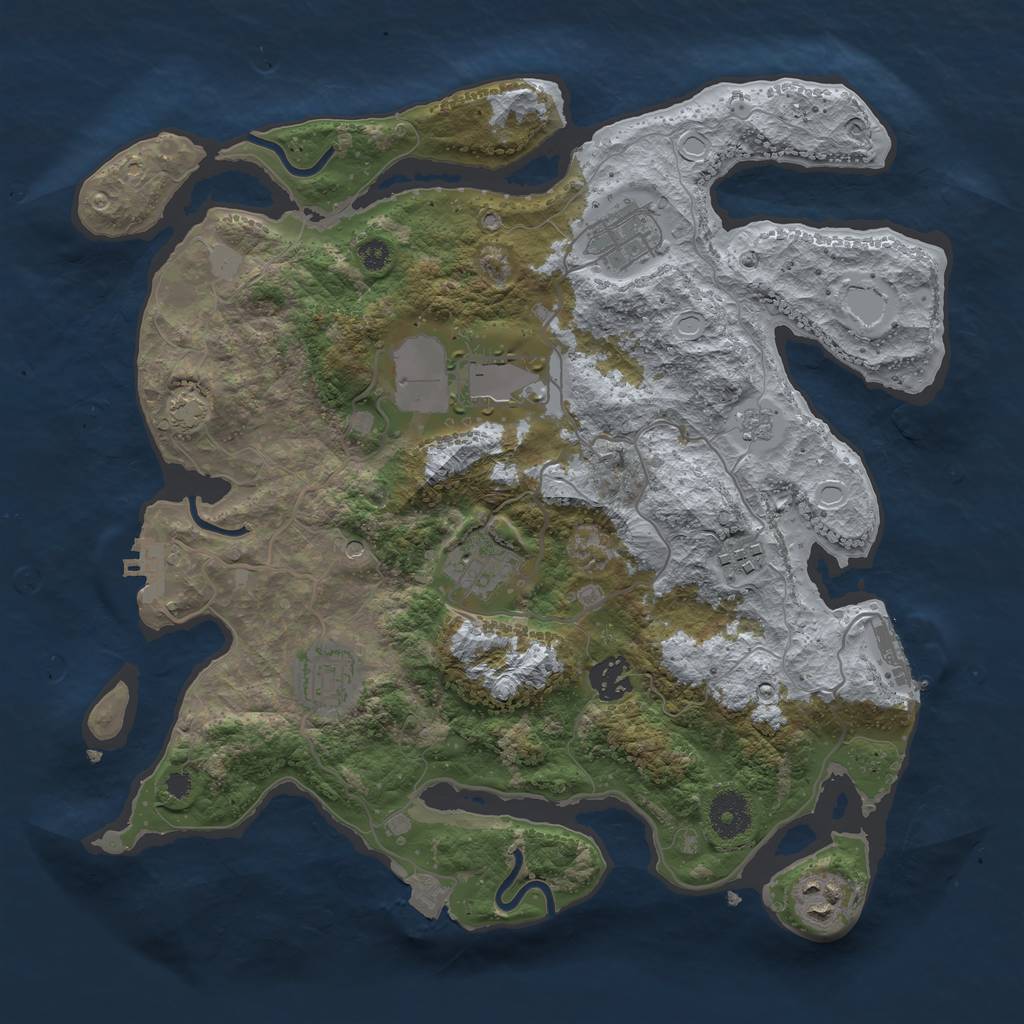 Rust Map: Procedural Map, Size: 3500, Seed: 1184764397, 15 Monuments