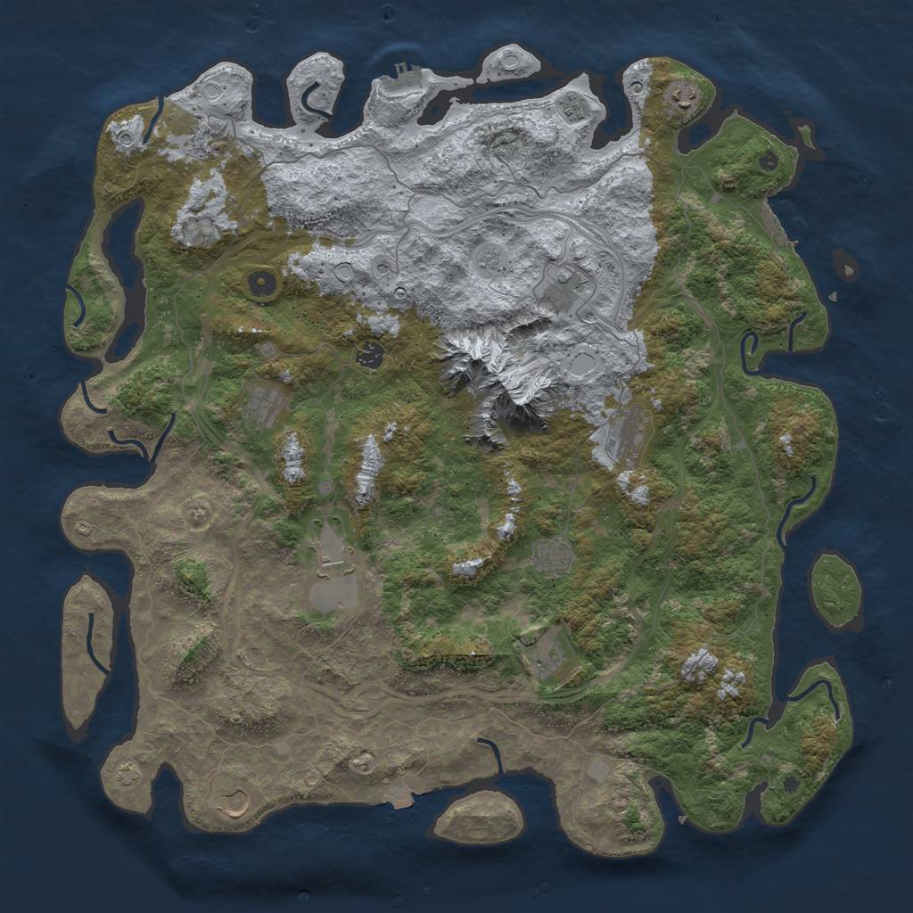 Rust Map: Procedural Map, Size: 5000, Seed: 1343607493, 19 Monuments