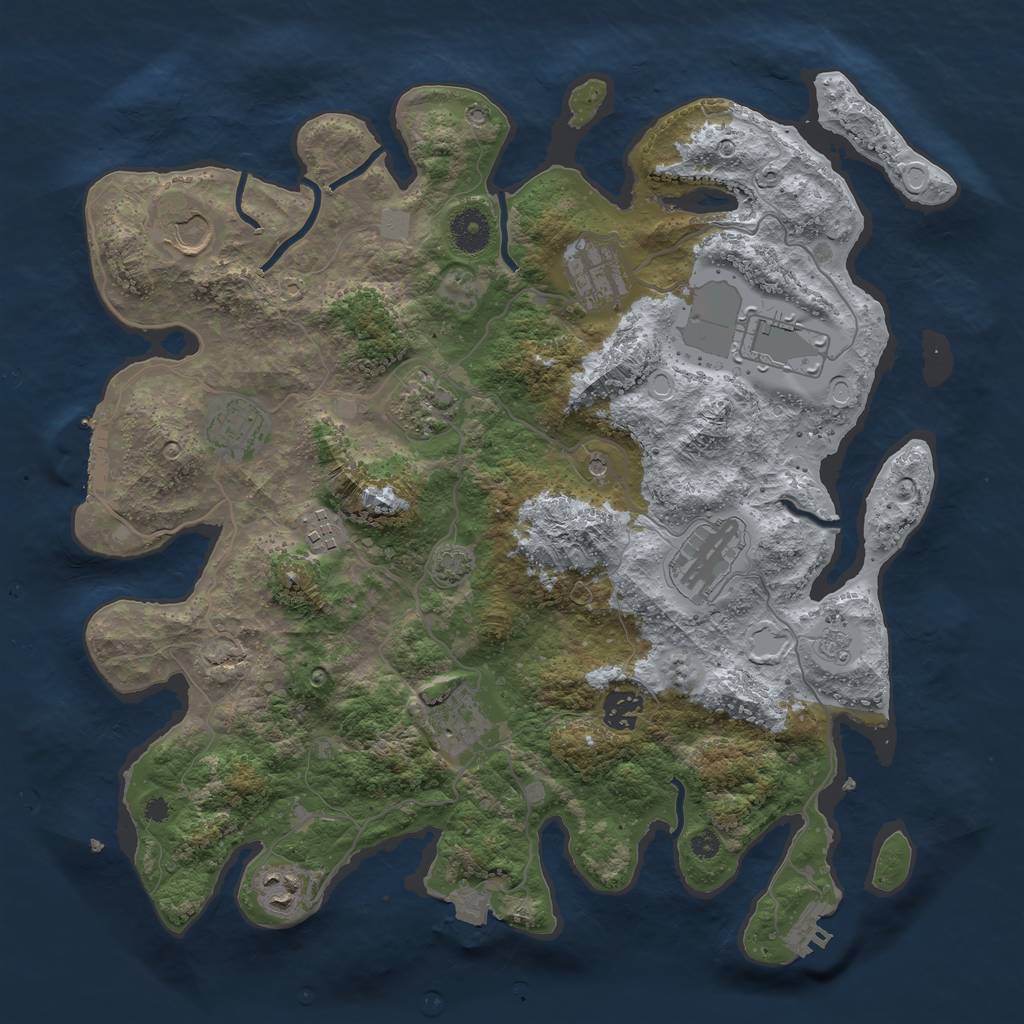 Rust Map: Procedural Map, Size: 3750, Seed: 530875, 18 Monuments