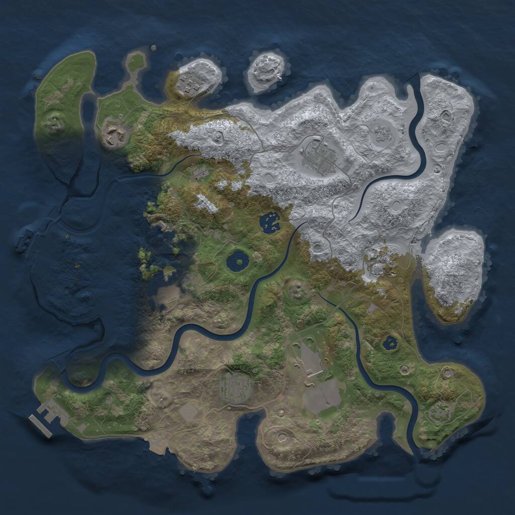 Rust Map: Procedural Map, Size: 3600, Seed: 9300995, 14 Monuments