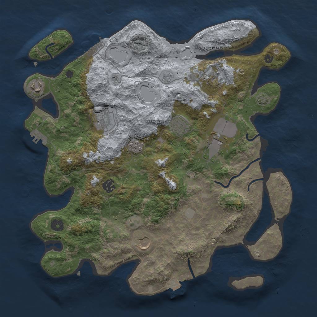 Rust Map: Procedural Map, Size: 3700, Seed: 816927354, 16 Monuments