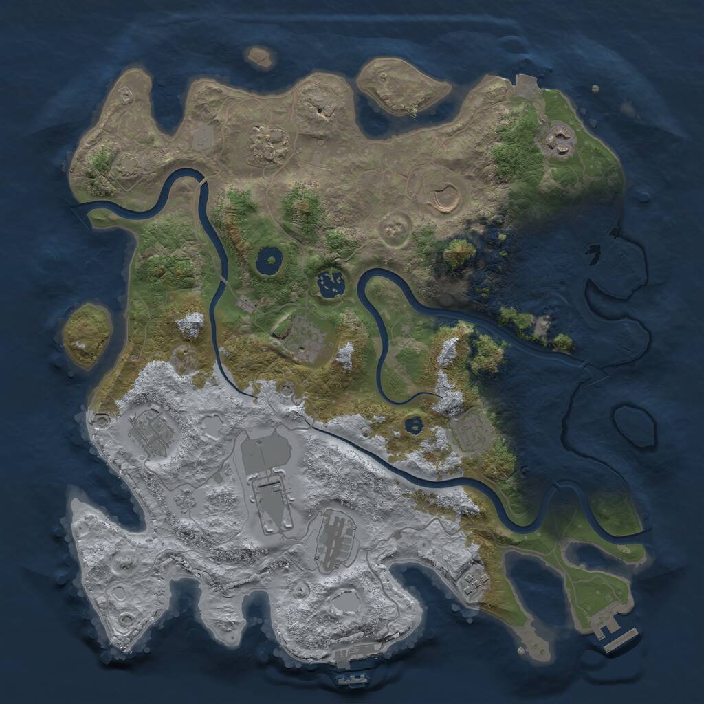 Rust Map: Procedural Map, Size: 3800, Seed: 19999804, 16 Monuments