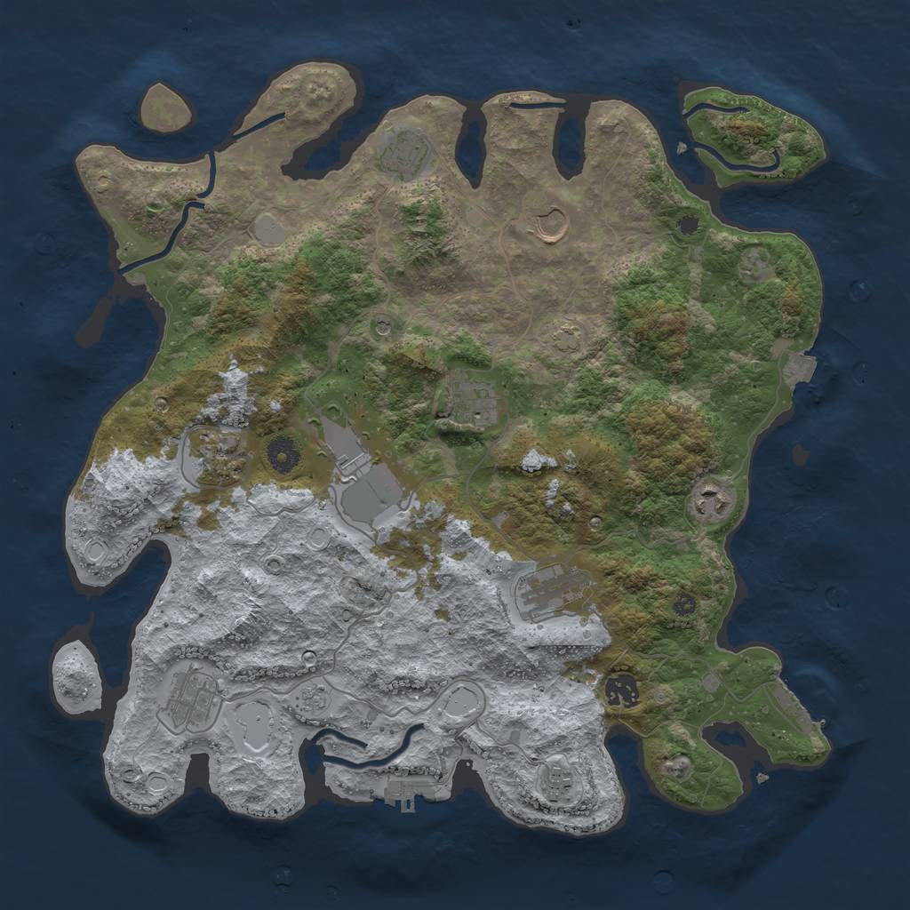 Rust Map: Procedural Map, Size: 3950, Seed: 94223207, 18 Monuments