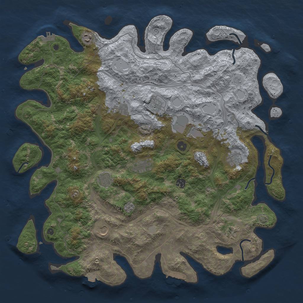Rust Map: Procedural Map, Size: 4700, Seed: 1242877394, 19 Monuments