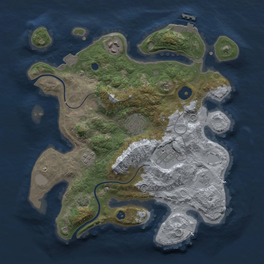 Rust Map: Procedural Map, Size: 3000, Seed: 133747876, 9 Monuments