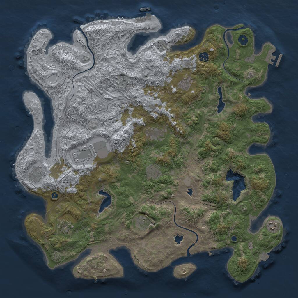 Rust Map: Procedural Map, Size: 4500, Seed: 1480965385, 16 Monuments