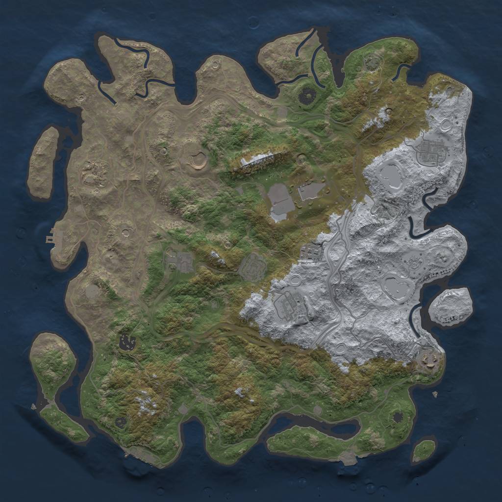Rust Map: Procedural Map, Size: 4300, Seed: 4251933, 18 Monuments