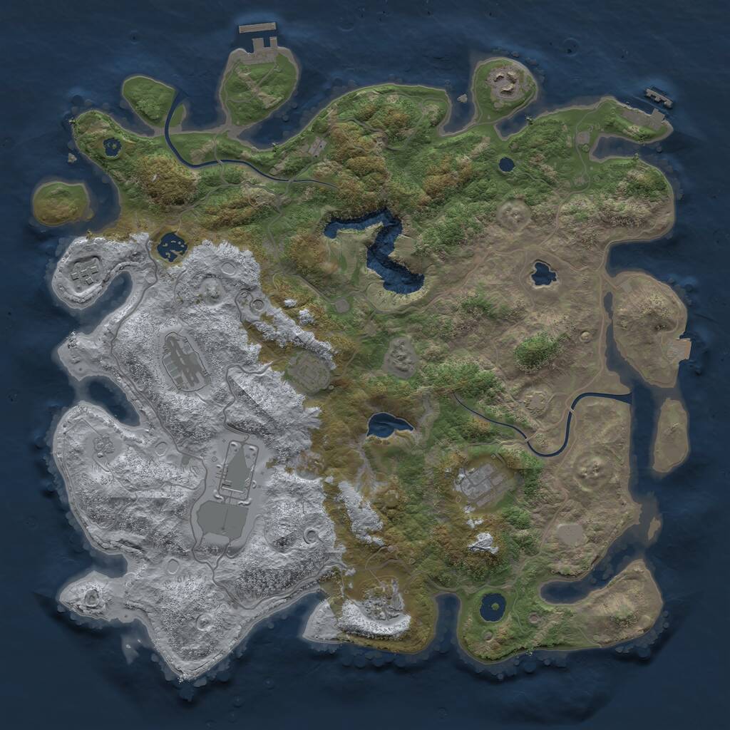 Rust Map: Procedural Map, Size: 4000, Seed: 124444890, 14 Monuments