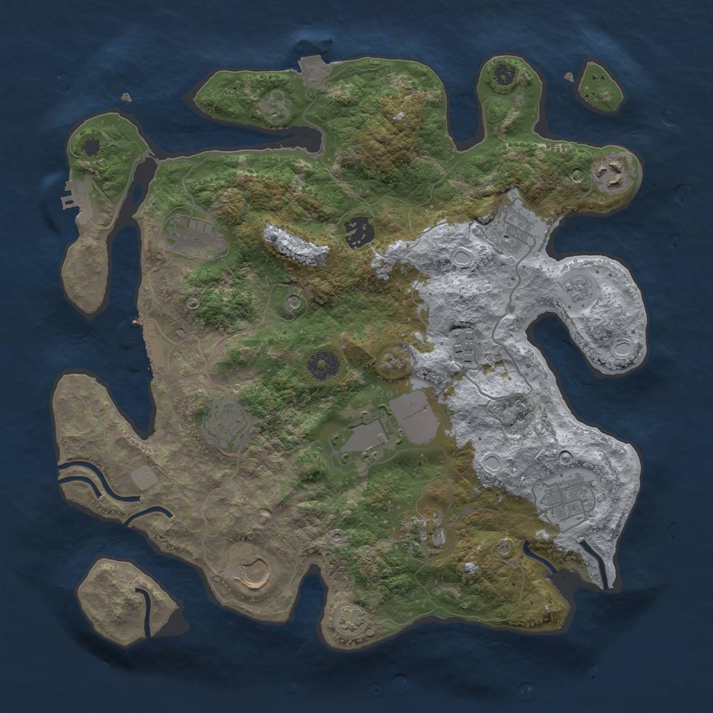 Rust Map: Procedural Map, Size: 3500, Seed: 1266667883, 18 Monuments